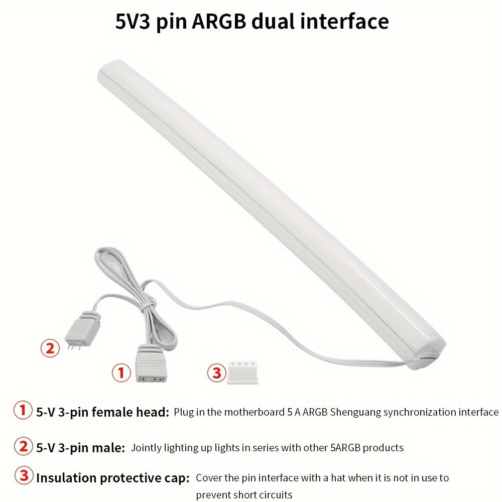 2pcs TISHRIC ARGB LED Strip Kit - 345mm Water Cooler Fan Lights - Vibrant PC Case Lighting - Flexible, 5V/3PIN Sync with Motherboard - Transform Your Gaming Setup STORE ARBELLA'S