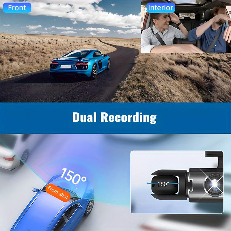 Dual-lens Dash Cam, 1080P, Front And Rear Dash Camera, 3.16" IPS Screen, IR Night Vision, Loop Recording, 24hr Parking Mode, Car Camera With 32GB TF Card Driving Recorder STORE ARBELLA'S