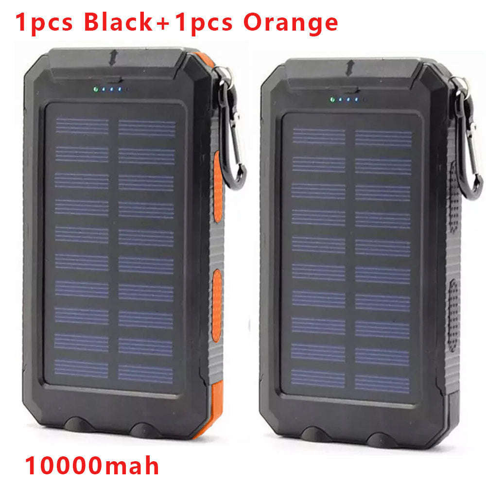 10000MAh Solar Power Bank Solar Mobile Power With Flashlight/ USB/ Micro Interface/ Compass For Mobile Digital Electronic Devices, Long Lasting Durability, Travel Camping, Built-in LED Flashlight, Give Away Hiking Buckle Char Store ARBELLA'S