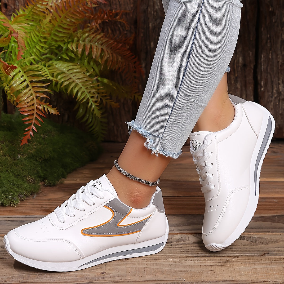 Comfy Women's Fashion Trainers - Contrast Color Lace Up Soft Sole Sports Shoes for Outdoor Walking and Students store Arbellas