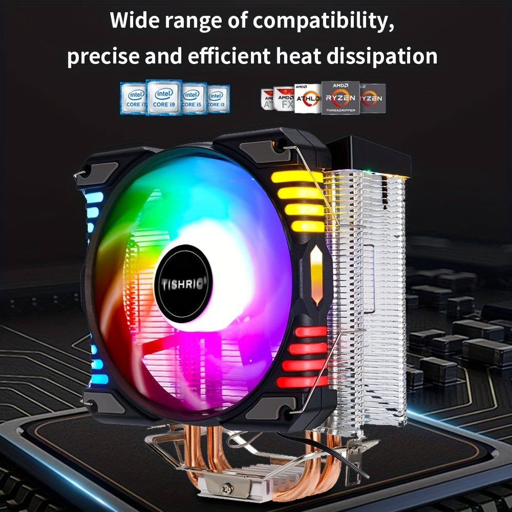 CPU Cooling Fan RGB 4Pin PWM 4 Heat Pipes CPU Processor Cooler Radiator PC 120MM Fan For Intel LGA 1700 1200 1150 1151 1155 2011 X79 X99 AM3 AM4 STORE ARBELLA'S
