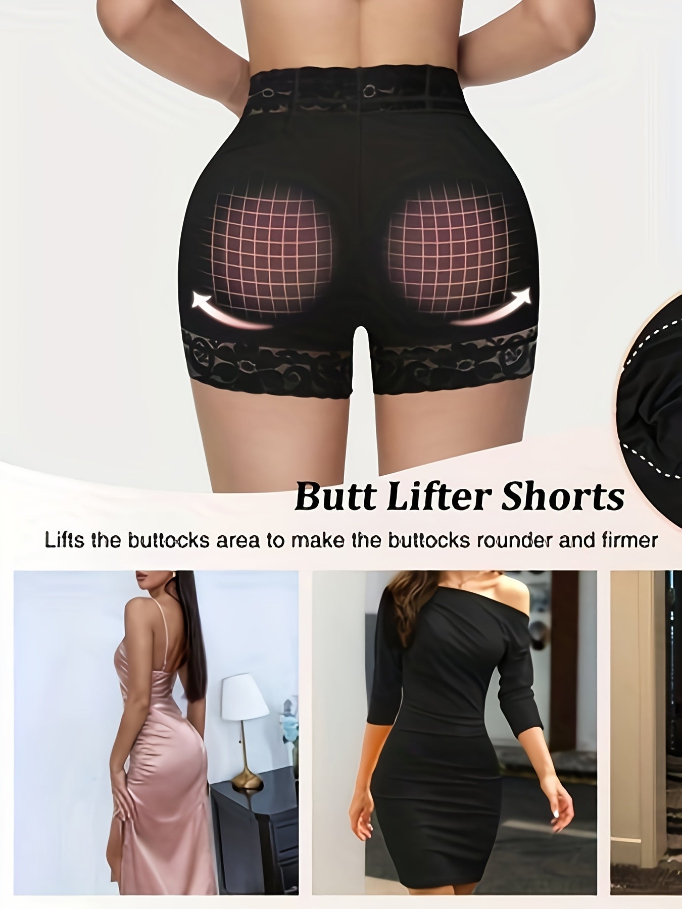 3pcs Women's Hip Lifting Underwear - Adjustable Abdominal Control Seamless Tight Shorts with Lace Trim, Medium Stretch, No Hip Cushion, Hand Wash Only, All-Season Comfort (Black/Beige/Nude), Body Shaping Underwear. Store ARBELLA'S