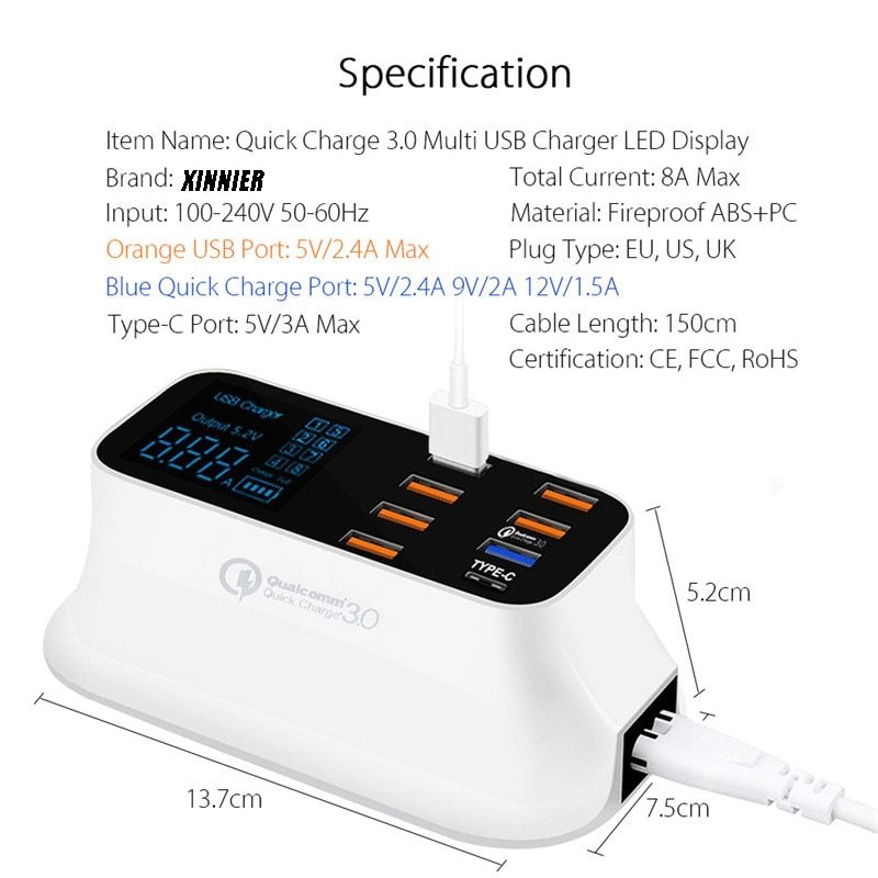 Quick Charge 3.0 Ordinary Smart USB Charger Station STORE ARBELLA'S