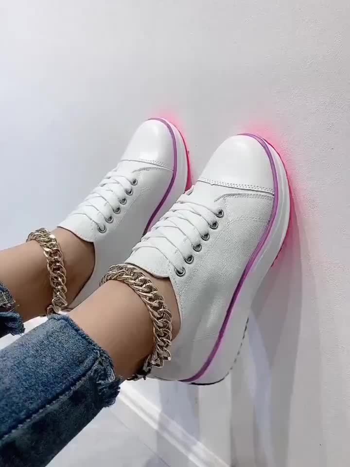 Women's Thick Canvas Shoes, Non-Slip Lace-Up Casual Sneakers, Thick-Soled Running Sneakers store Arbellas