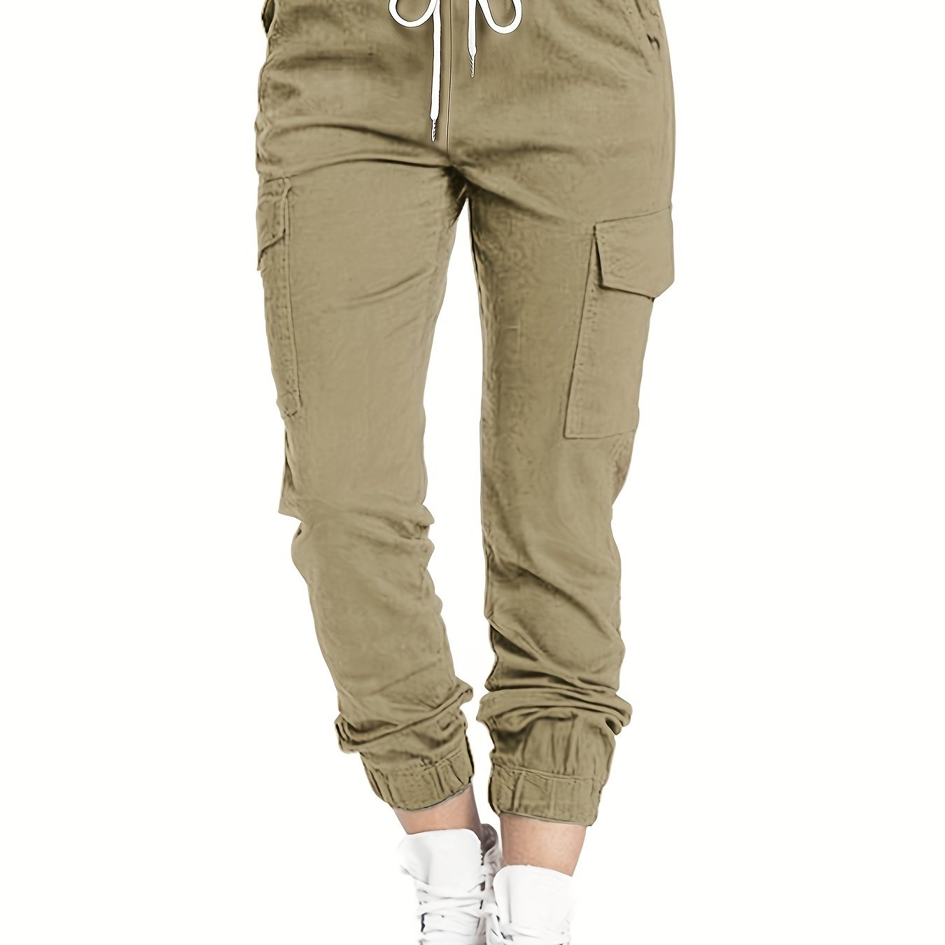 Y2K Chic Drawstring Cargo Pants - Stretchy Elastic Waist, Long Length, Multiple Pockets, Casual Comfortable Women's Clothing for Everyday Wear Store ARBELLA'S