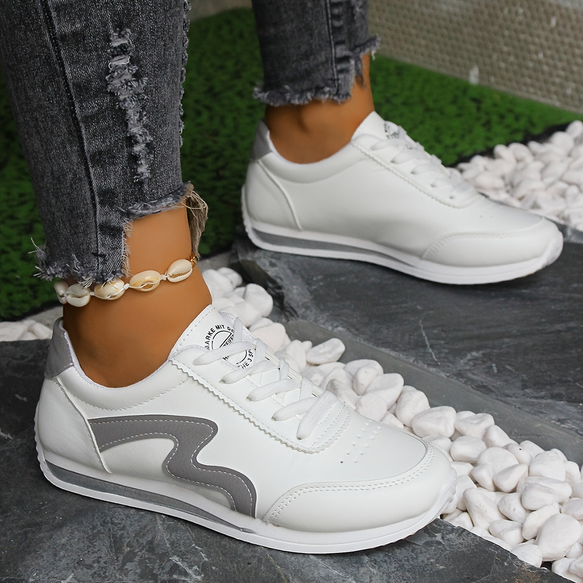 Stylish Comfort Women's Flat Sneakers - Breathable, Soft, Lightweight, Low-Top Casual Lace-Up Shoes for Autumn Outdoor Activities - Comfortable, Supportive, Anti-Slip, Easy to Wear store Arbellas