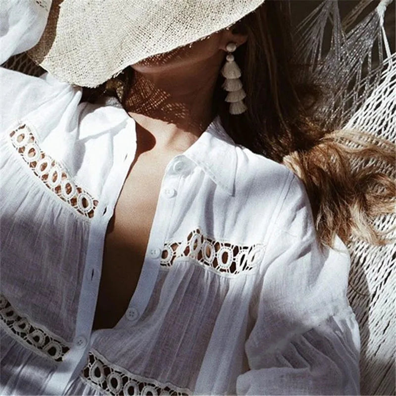 Women Beach Cover Up Lace Hollow Crochet Swimsuit Beach Dress For Women Summer Ladies Cover-Ups Bathing Suit Beach Wear Tunic STORE ARBELLA'S