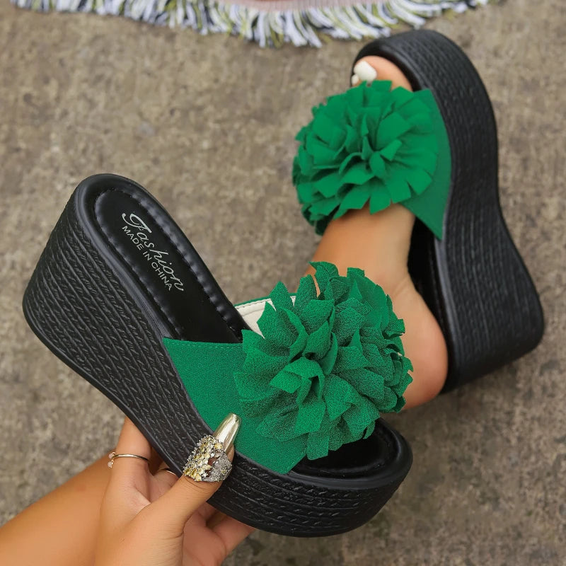 New Wedges Sandals Women Summer Comfortable Beach Platform Shoes Flower Women Outdoor Slip on Fashion Slippers Slides Women Store ARBELLA'S