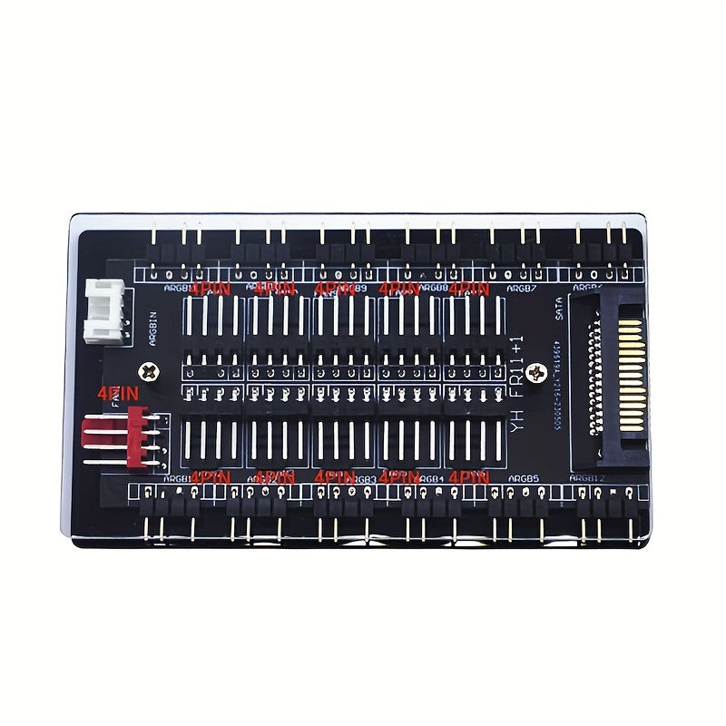 11 Way Splitter 2-in-1 4PIN PWM Cable, 5V 3Pin ARGB With SATA Power Cooling Fan Hub, For Computer PC Case Radiator, Acrylic Cover Bottom, Magnetic Suction STORE ARBELLA'S