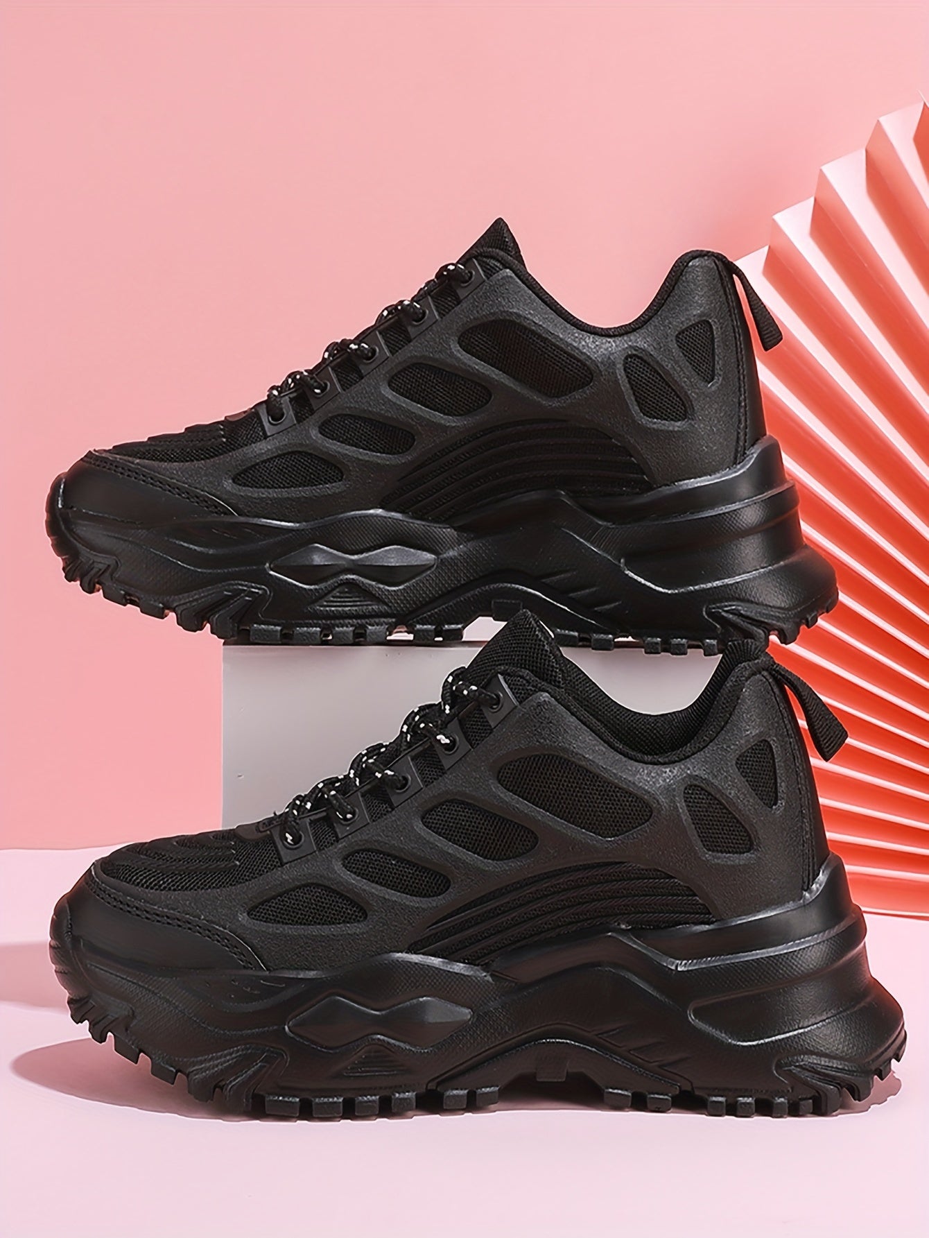 Womens Ultra-Breathable Mesh Platform Sneakers - Exceptional Comfort and Support, Casual and Relaxed Design, Easy Lace Up Closure - Perfect for Outdoor Activities and Everyday Wear Womens Ultra-Breathable Mesh Platform Sneakers