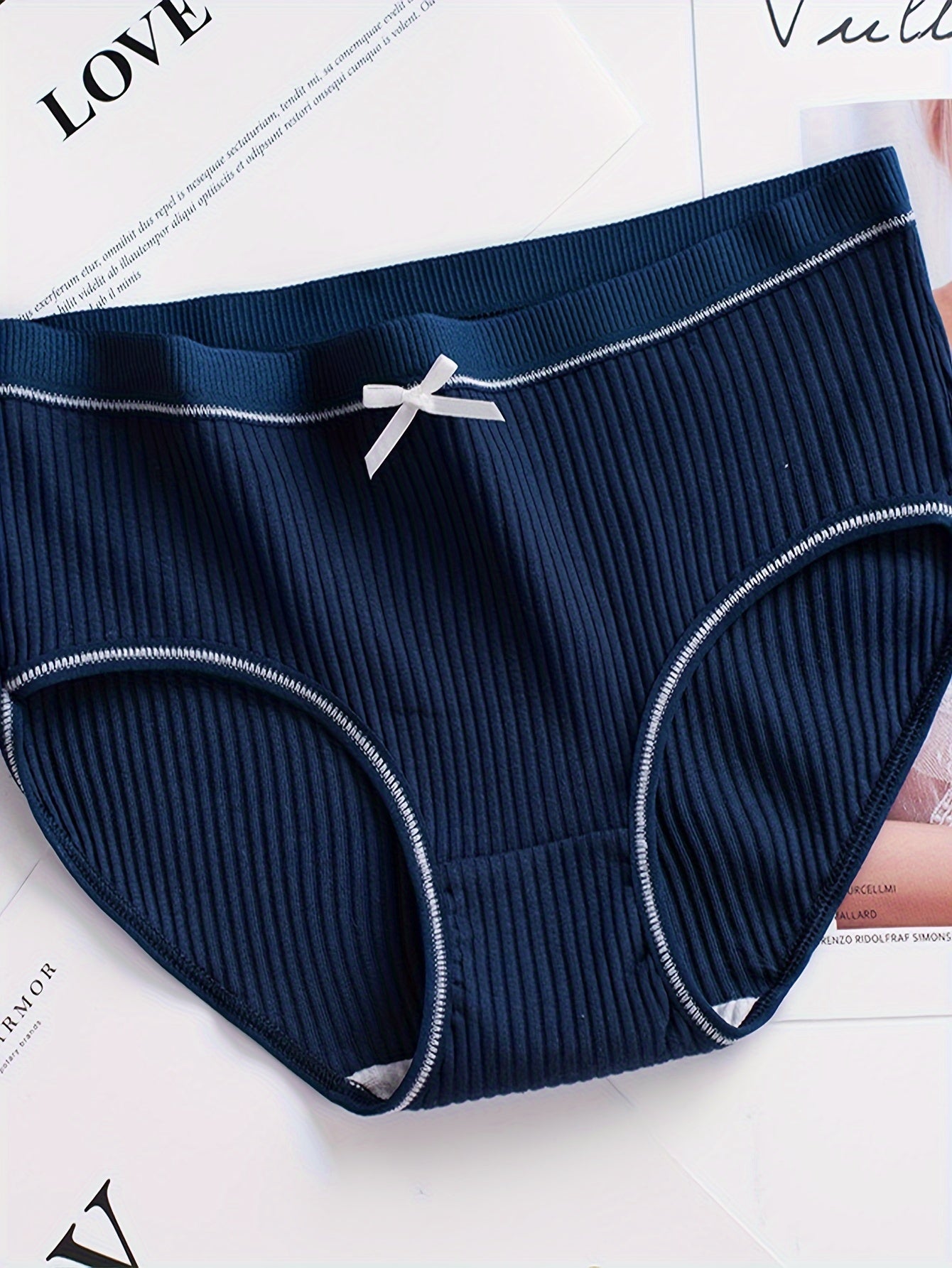 4pcs Bow Decor Contrast Trim Seamless Briefs, Simple Comfy Breathable Stretchy Intimates Panties, Women's Lingerie & Underwear STORE ARBELLA'S