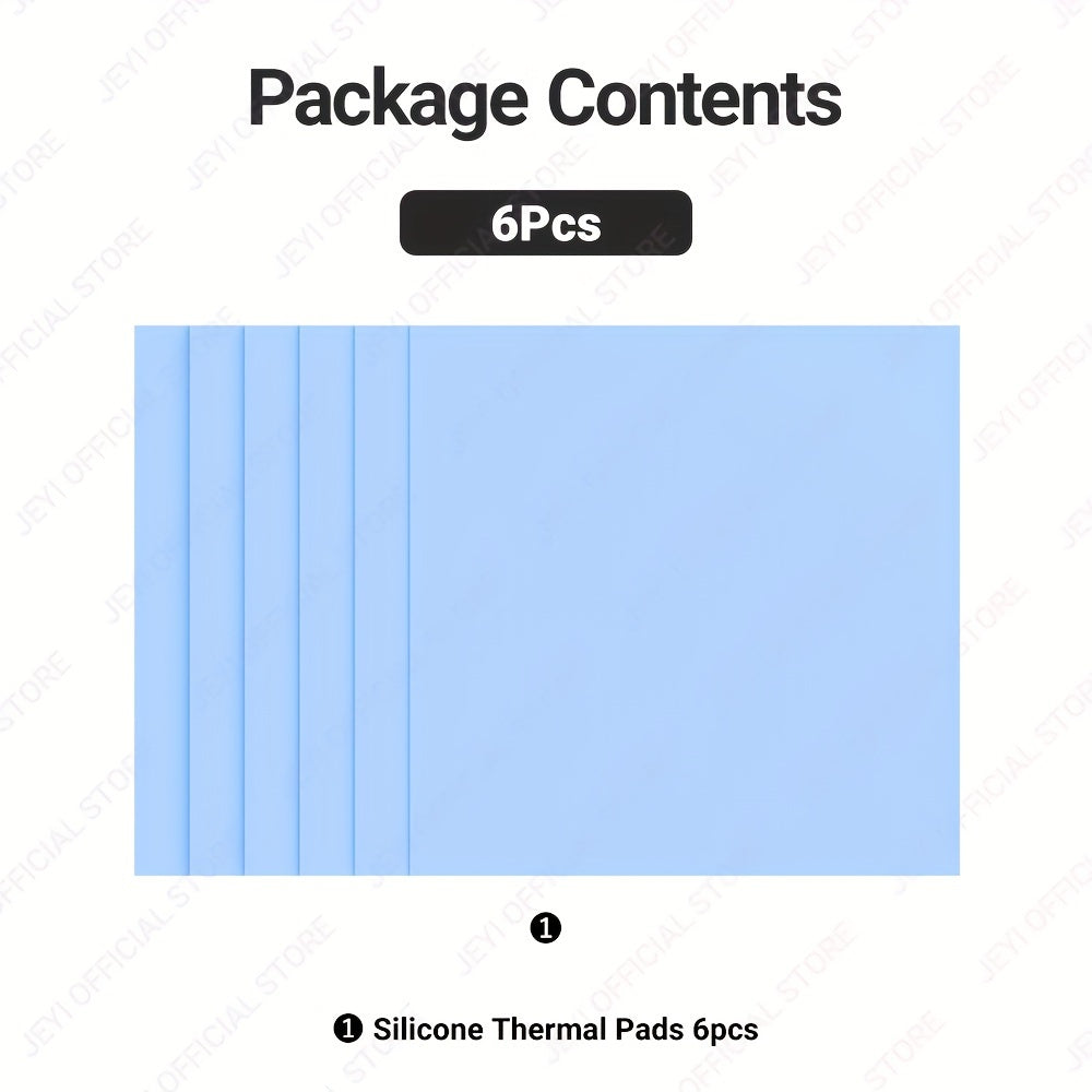 Jeyi Silicone Thermal Pads 6/8-Piece, 100X100Mm - High Conductivity 6.0W/Mk For Laptop Cpu, Gpu, Ic & Led Cooling STORE ARBELLA'S