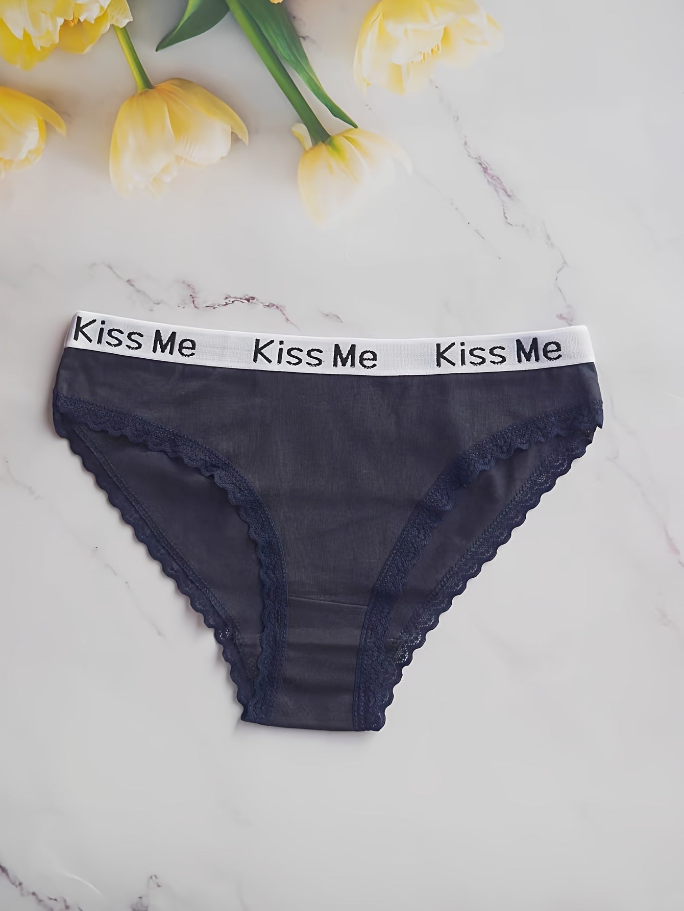 5pcs Womens Letter Tape Bikini Panties - Super-Breathable & Luxuriously Soft - Stylish Colorblock Low Waist Intimates - Feminine LUXE Collection STORE ARBELLA'S