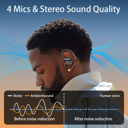 True Wireless Earbuds With Mic, TWS In-Ear Headphones With ENC Noise Cancelling Mic, Sport Earhook Headset, Stereo In Ear Headphones With LED Display Charing Case, Wireless Running Sports Earbuds Earhook