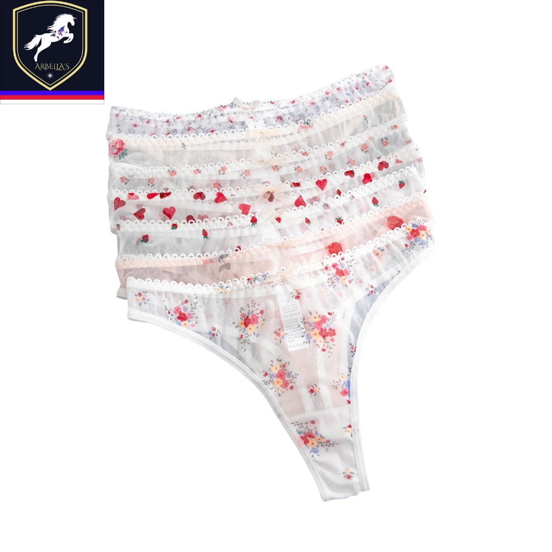 Soft & Comfy 7pcs Floral Print Stretchy Thongs - Women's Intimate Lingerie & Underwear Store ARBELLA'S