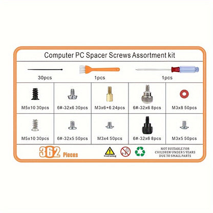 362pcs Ultimate Computer Hardware Repair Kit - Complete Toolbox for PC Case, Motherboard, Hard Drive, and Fan Maintenance - Iron Material, Durable and Reliable