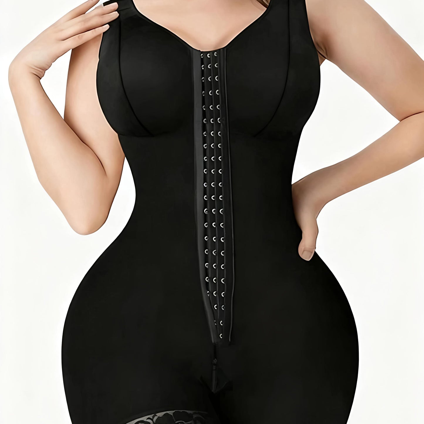 1pc Women's Postpartum Tummy Control Shapewear Bodysuit - High Support Butt Lifter with Front Zipper, Lace Trim & No Padding, Solid Color Body Shaper for Postpartum & Casual Attire, Postpartum Shapewear, Postpartum Support, S Store ARBELLA'S