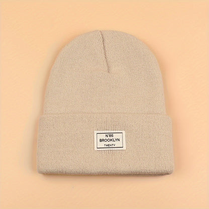 Candy Color Unisex Basic Beanie Simple Label Patch Knit Hats Warm Skull Cap Cuffed Beanies For Women Men Autumn & Winter Store ARBELLA'S