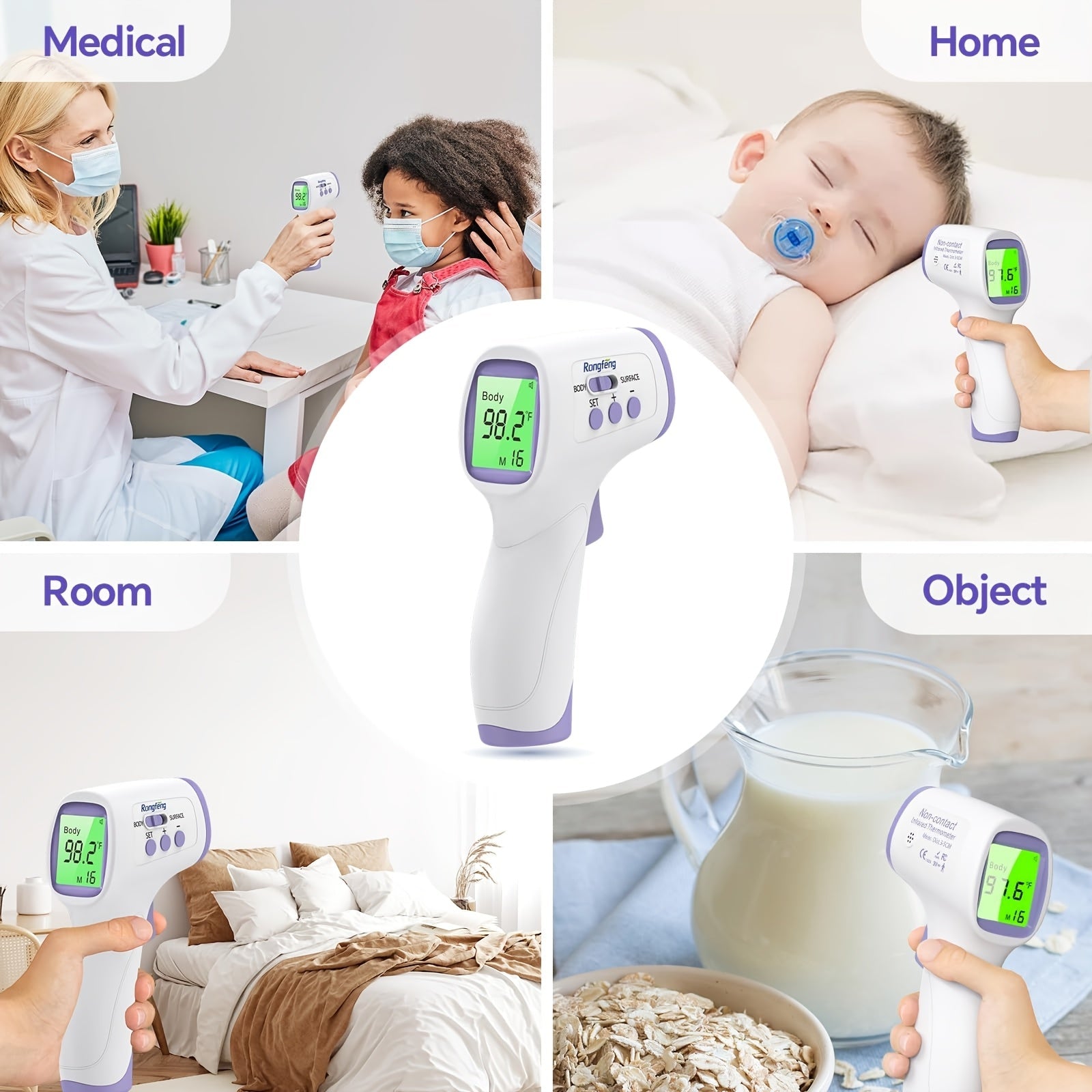 [Digital | Forehead] Digital Thermometer | No-Touch Forehead Thermometer For Adults And Kids, With Fever Alarm, 3 Backlit And 32 Memories Fast Accurate Results, Easy For All Ages, Basal Thermometer Store ARBELLA'S