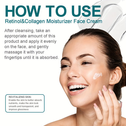 Retinol Moisturizer: Collagen & Hyaluronic Acid Enriched, Vitamins C+E - Hypoallergenic, for Youthful, Hydrated Skin for All 50ml