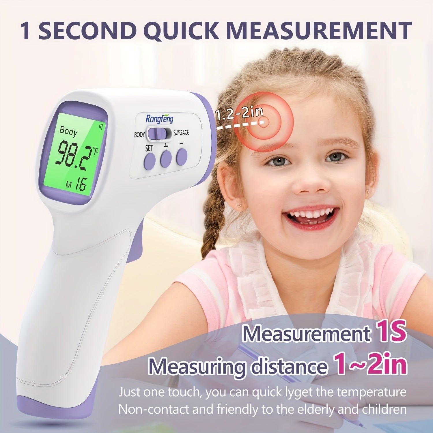 [Digital | Forehead] Digital Thermometer | No-Touch Forehead Thermometer For Adults And Kids, With Fever Alarm, 3 Backlit And 32 Memories Fast Accurate Results, Easy For All Ages, Basal Thermometer Store ARBELLA'S