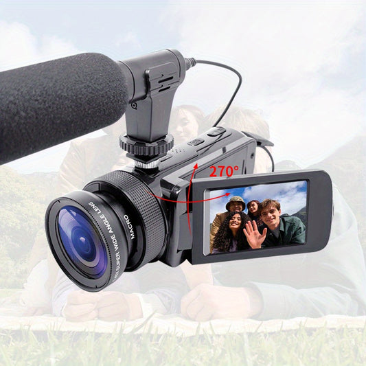 16MP Portable HD Video Camera with Built-in Microphone - 16X Zoom, 270° Flip Screen - Perfect for Outdoor Adventures, Travel, Home Memories - Rapid-Charge & Rechargeable Battery Included