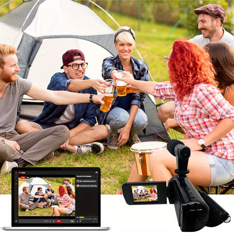 16MP Portable HD Video Camera with Built-in Microphone - 16X Zoom, 270° Flip Screen - Perfect for Outdoor Adventures, Travel, Home Memories - Rapid-Charge & Rechargeable Battery Included