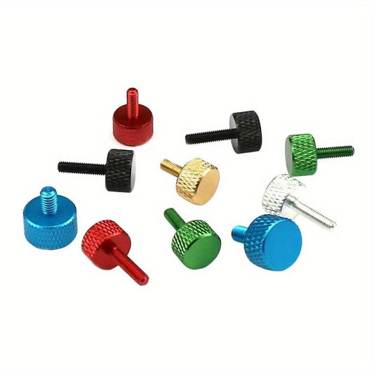 Colorful Anodized Aluminum Hand Screws For Pc Case Fans & Coolers - M3M4M5 Sizes, Anti-Corrosion Finish, Spiral Knurled Grip