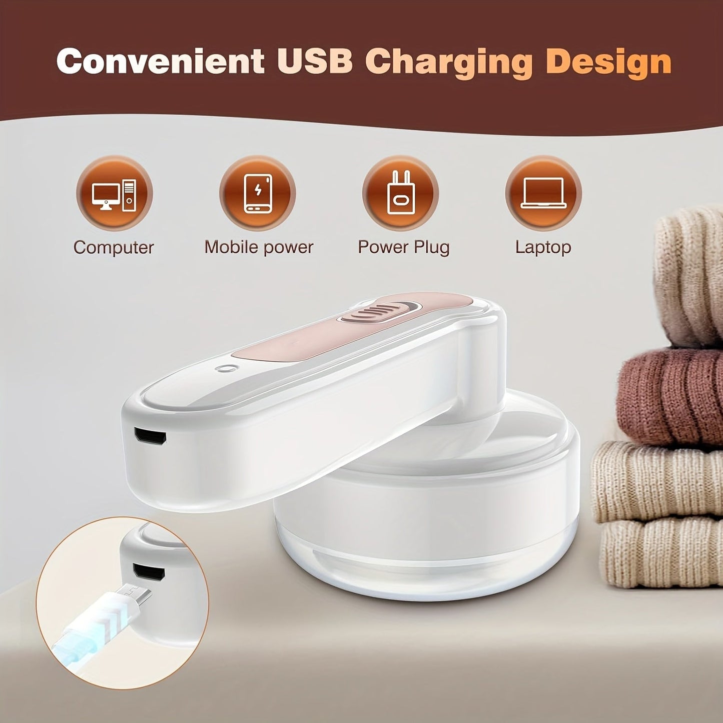 USB Rechargeable Electric Lint Remover - Fabric Shaver with One More Blade - Portable Fuzz Remover, Pilling Remover, Hairball Trimmer for Clothes, Bedding, Furniture, Carpet, Sofa, Cleaning Supplies, Cleaning Gadgets Store ARBELLA'S
