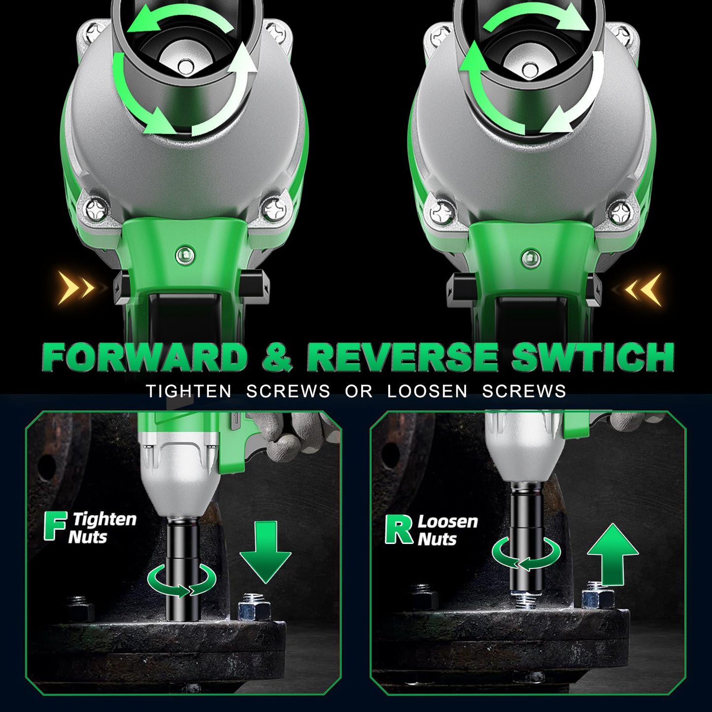 Tegatok 20V Cordless Impact Wrench Kit - High Torque 4000In-Lbs, 2400 RPM Brushless Motor, Variable Speed, LED Lights, Compact Design, 1/2-inch Impact Gun, 4.0AH Batteries, Fast Charger, Multiple Impact Driver Receptacles For