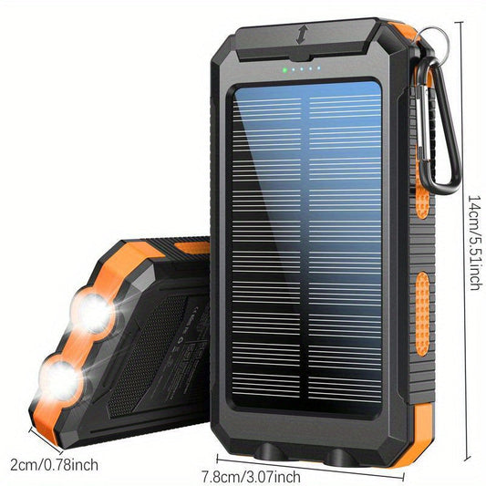 10000MAh Solar Power Bank Solar Mobile Power With Flashlight/ USB/ Micro Interface/ Compass For Mobile Digital Electronic Devices, Long Lasting Durability, Travel Camping, Built-in LED Flashlight, Give Away Hiking Buckle Char Store ARBELLA'S
