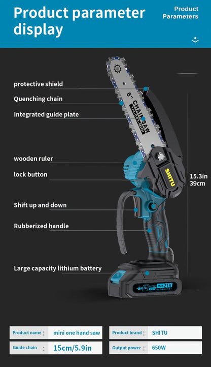 Mini Cordless Chainsaw - Lightweight, Portable, Rechargeable Battery | Safe Trimming for Tree Branches, Courtyard, Household, Garden, Gifts for Men Store ARBELLA'S
