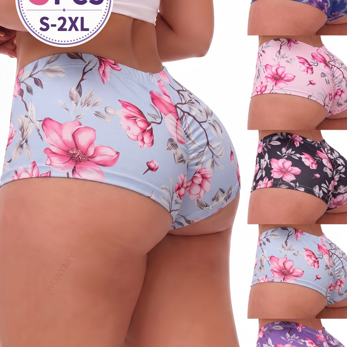 Juego de 5 piezas de ropa interior para mujer: bragas con estampado floral, tela transpirable y cómoda. 8