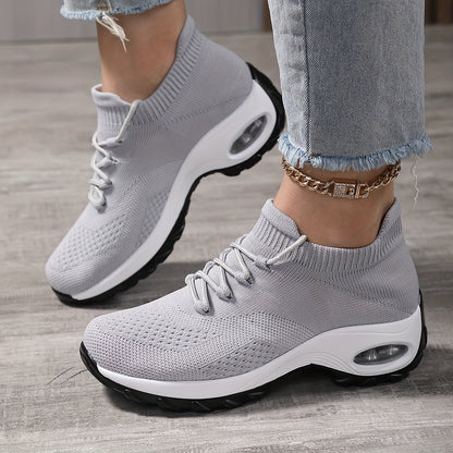 Womens Lightweight Flying Woven Sneakers - Advanced Air Cushion Running Shoes - Secure Lace-up, Outdoor Ready, Ultra-Comfortable Mesh Design