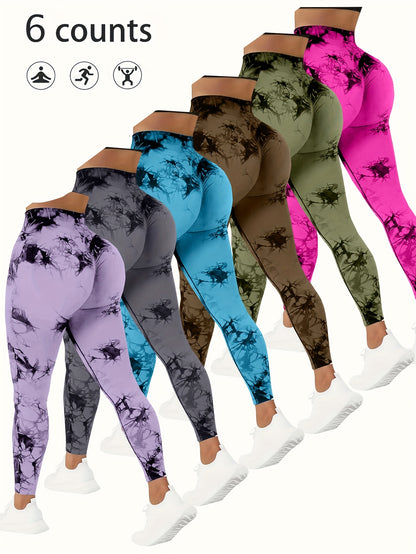 6pcs Workout  Leggings Sets For Women, Gym Scrunch ButtButt Lifting Seamless Leggings Store ARBELLA'S