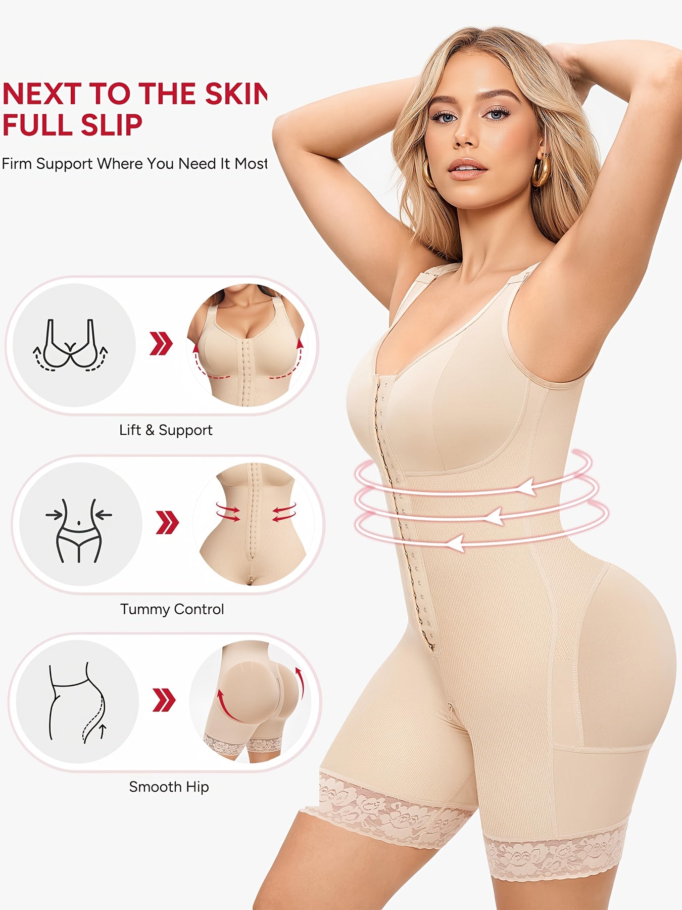 1pc Shaper Suit for Women After Childbirth That Smooths The Abdomen And Sculpts The Body, Enhancing And Supporting The Buttocks, Featuring a Zippered Crotch Store ARBELLA'S