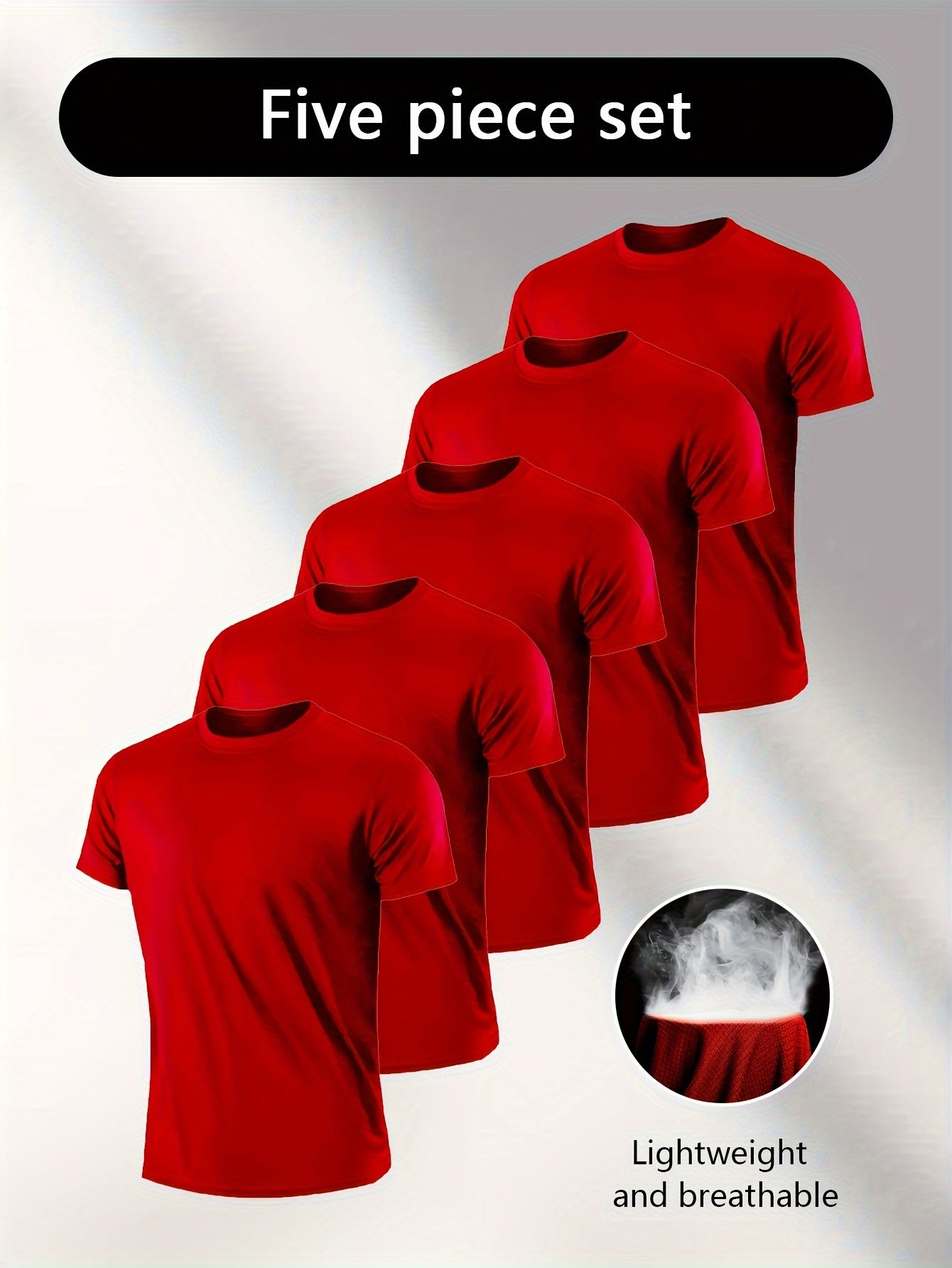 5-Pack Mens Ultra-Quick Dry Short Sleeve Athletic T-shirts - Super Lightweight, breathable, Solid Colors for Summer Sports & Casual Wear - Fashionable Crew Neck