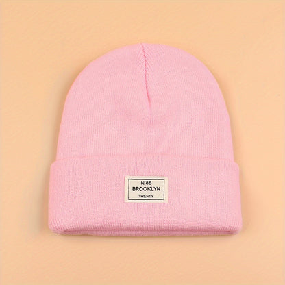 Candy Color Unisex Basic Beanie Simple Label Patch Knit Hats Warm Skull Cap Cuffed Beanies For Women Men Autumn & Winter Store ARBELLA'S