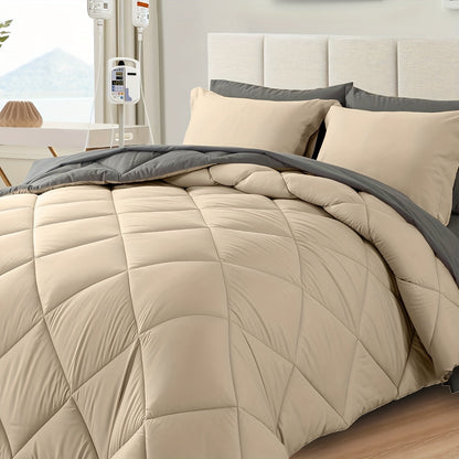 7pcs Luxurious Ultra-Soft Comforter Set | Breathable, Quilted Comforter, Flat Sheet, Fitted Sheet, Pillowcases, Pillow Shams | Warmth for All Seasons, School, Valentine's Day, Boys And Girls, Bed In A Bag Store ARBELLA'S