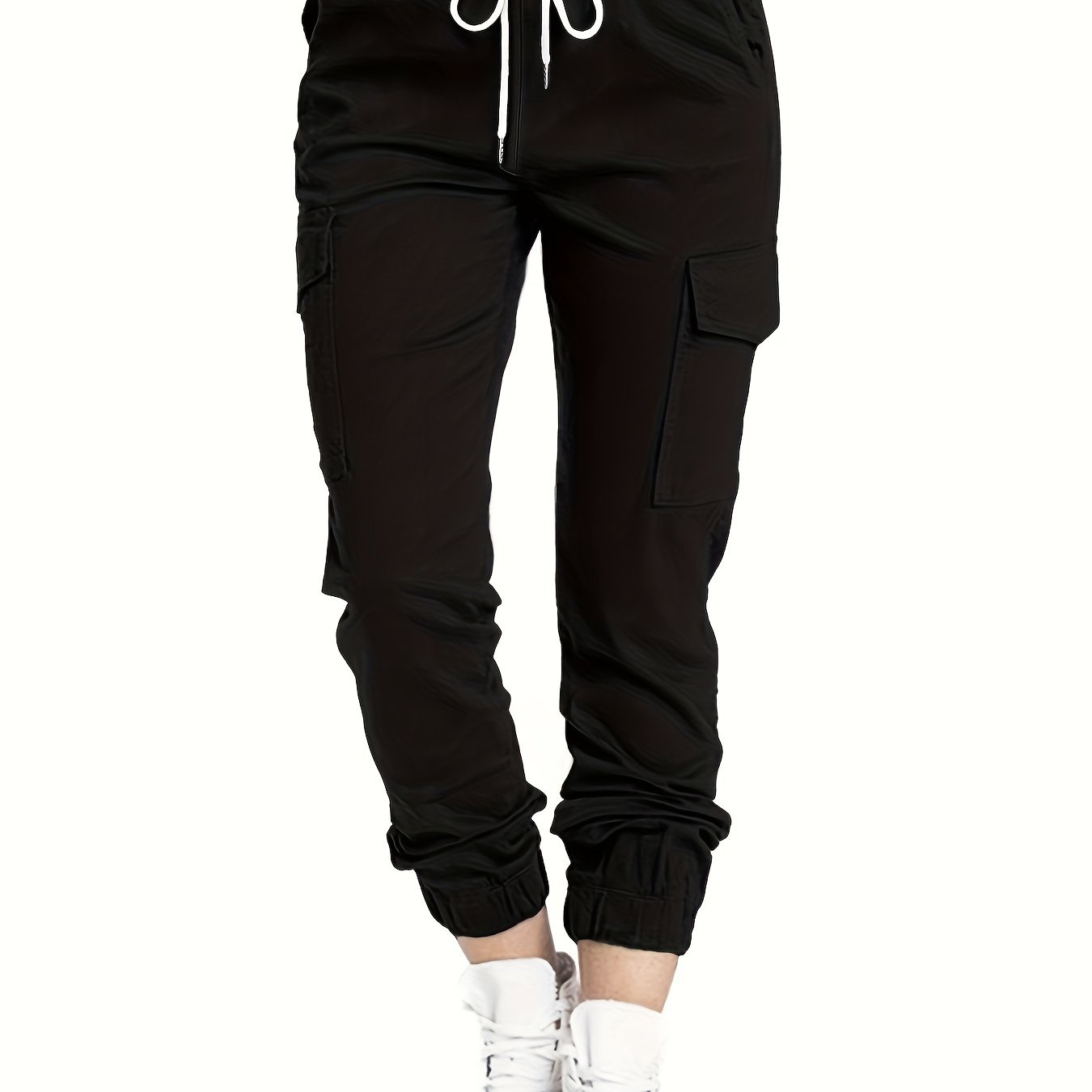 Y2K Chic Drawstring Cargo Pants - Stretchy Elastic Waist, Long Length, Multiple Pockets, Casual Comfortable Women's Clothing for Everyday Wear Store ARBELLA'S