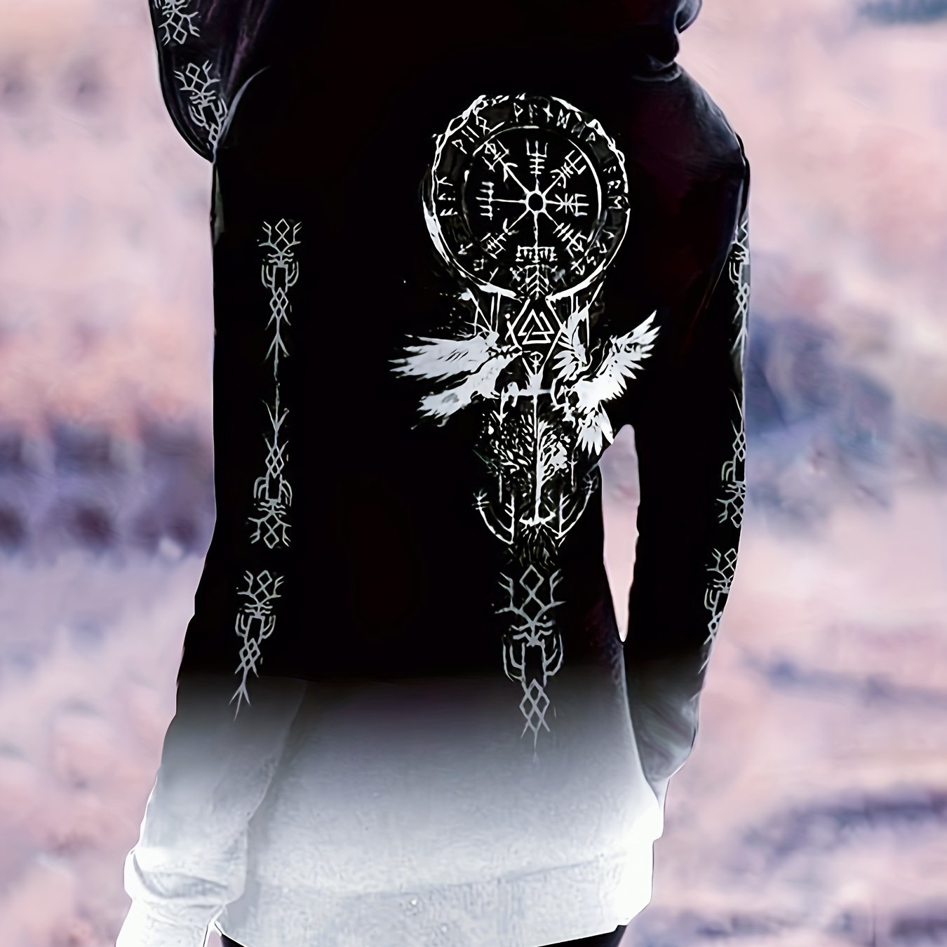 Vintage-Inspired Gradient Zip-Up Hoodie for Women - Long Sleeve, Polyester, Machine Washable Store ARBELLA'S