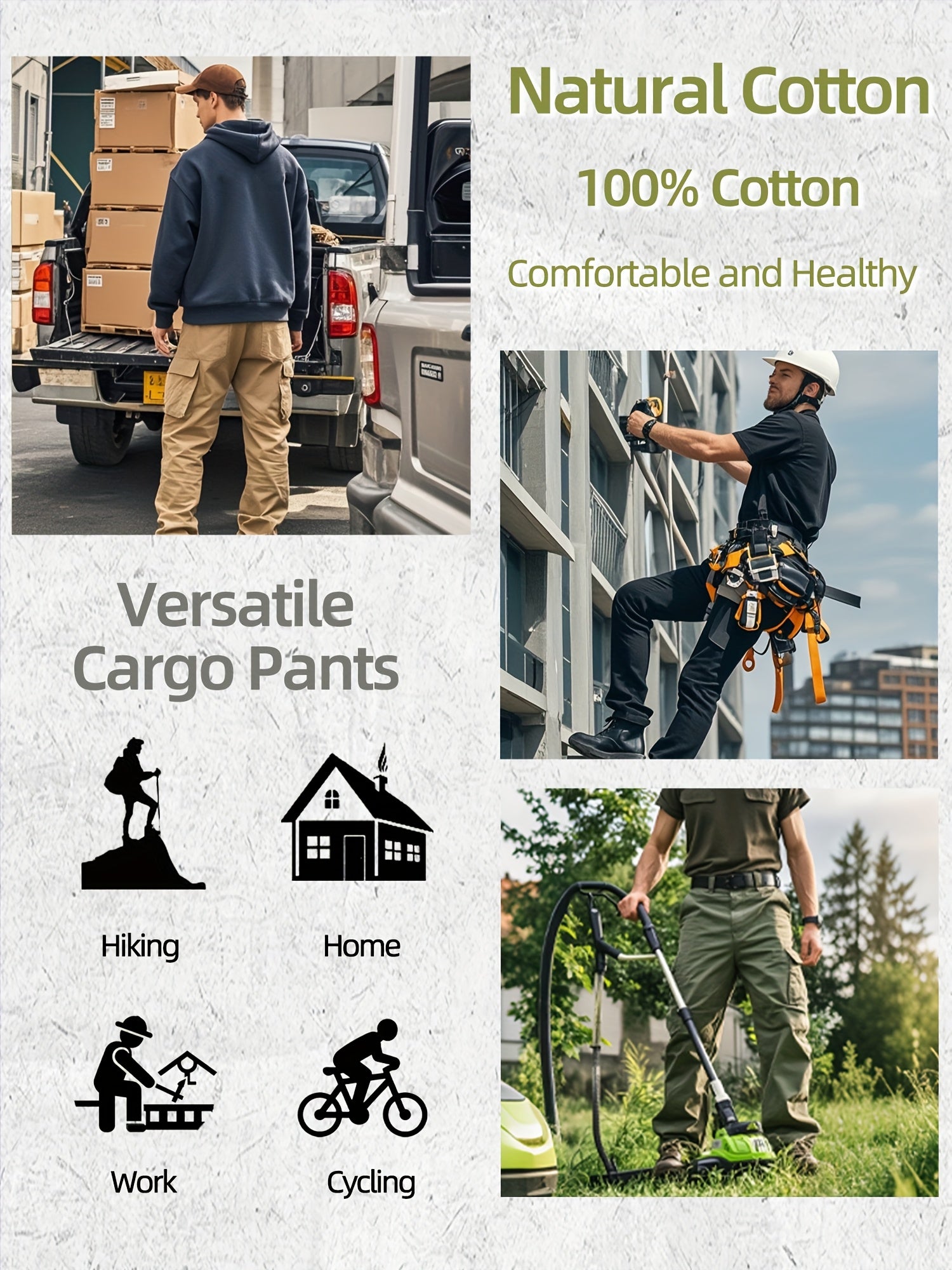 Men's 10-Pocket  Outdoor Pants - Durable Cotton Anti-Tear Fabric, Loose Fit Straight-Leg Design with Multiple Utility Pockets for Hiking, Camping & Casual Wear (Spring/Fall/Summer). Store ARBELLA'S