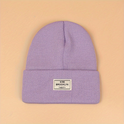 Candy Color Unisex Basic Beanie Simple Label Patch Knit Hats Warm Skull Cap Cuffed Beanies For Women Men Autumn & Winter Store ARBELLA'S