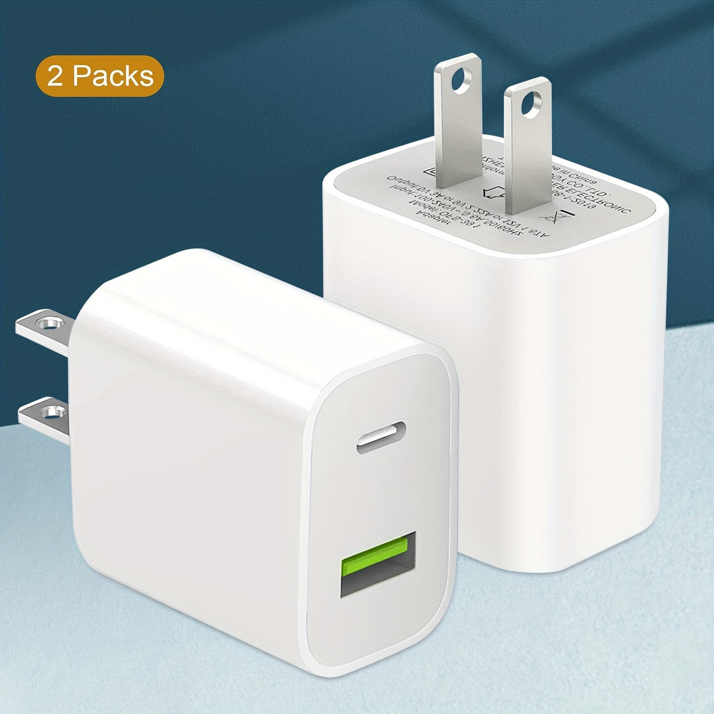 [2 pack] USB-C Wall Charger with 20W durable dual port QC+PD 3.0 power adapter with dual Quick plug charging Block Suitable for iPhone 14/14 Pro/14 Pro Max/14