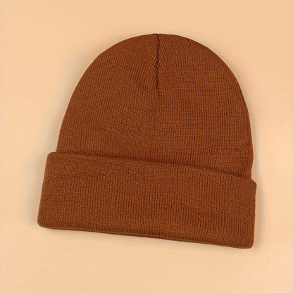 Candy Color Unisex Basic Beanie Simple Label Patch Knit Hats Warm Skull Cap Cuffed Beanies For Women Men Autumn & Winter Store ARBELLA'S