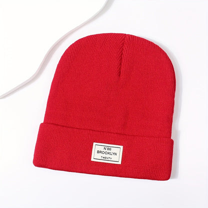 Candy Color Unisex Basic Beanie Simple Label Patch Knit Hats Warm Skull Cap Cuffed Beanies For Women Men Autumn & Winter Store ARBELLA'S