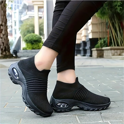 Women's Breathable Mesh Slip-On Sneakers - Lightweight, Non-Slip Air Cushion Sole Casual Shoes for All Seasons | Comfortable & Stylish Low-Top Design with EVA Insole