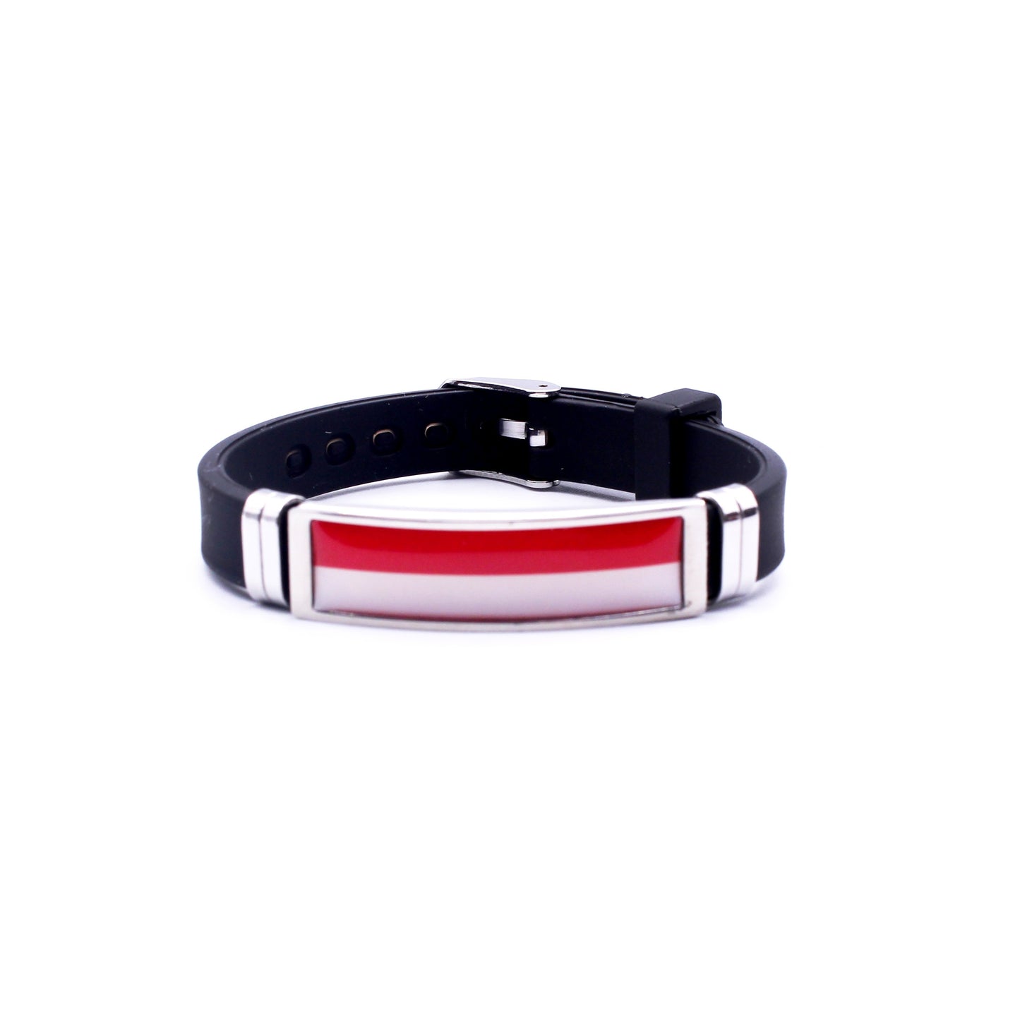 Adjustable Patriotic Flag Bracelet - Versatile Black Silicone Wristband for Sports Fans