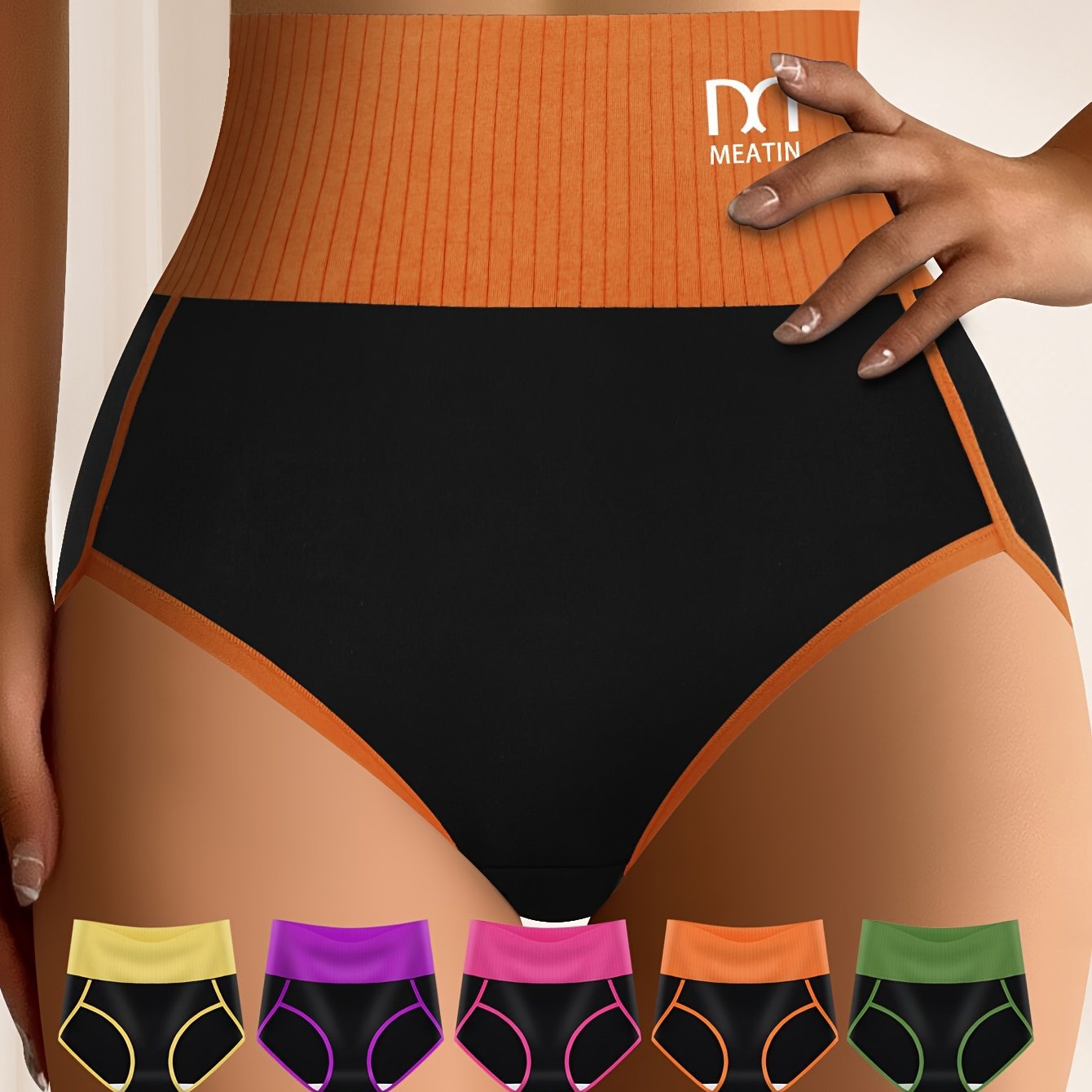 10pcs Women's High-Waisted Striped Panties - Breathable, Comfort Fit, Soft Elastic | Casual & Sporty Wear Store ARBELLA'S