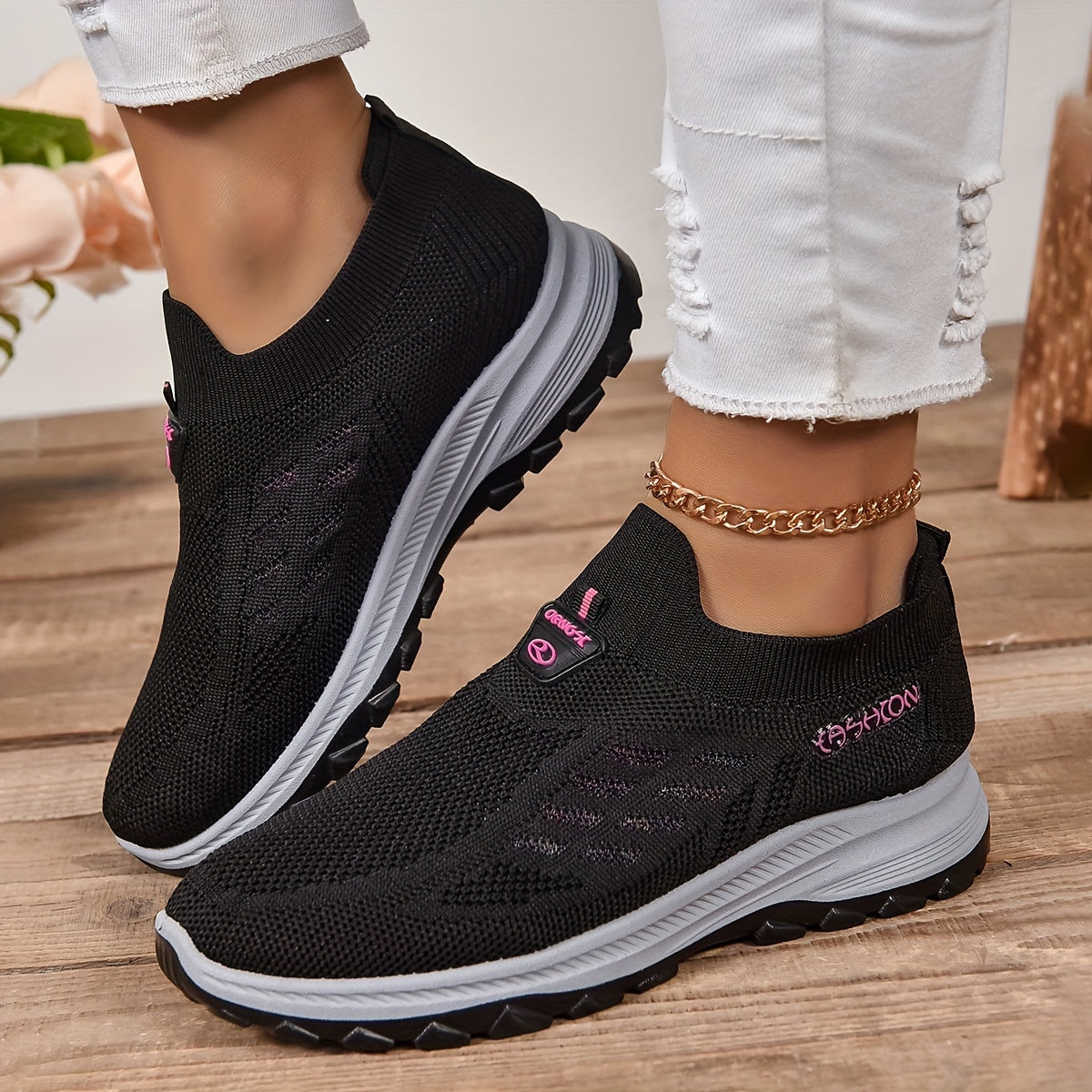 Cozy Chunky Sock Shoes - Soft Fabric Upper, Slip-On Design, Low Top Profile, EVA Sole, Breathable Fabric Insole, Perfect for All-Season Casual Gym Walking and Everyday Wear